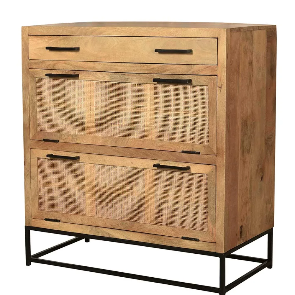 Wohnen Rattanmöbel|Schuhschränke*85x91x40 Schuhschrank aus Holz & Rattan Geflecht - Lazianus