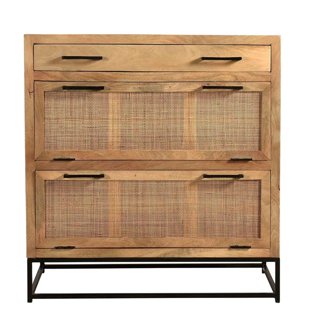 Wohnen Rattanmöbel|Schuhschränke*85x91x40 Schuhschrank aus Holz & Rattan Geflecht - Lazianus