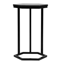 Wohnen Schwarze Möbel|Naturholzmöbel*40x62x40 Sechseck Beistelltisch in Schwarz - Palium