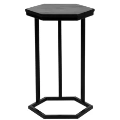 Wohnen Schwarze Möbel|Naturholzmöbel*40x62x40 Sechseck Beistelltisch in Schwarz - Palium