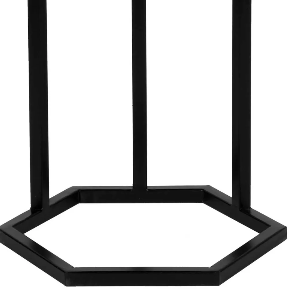 Wohnen Schwarze Möbel|Naturholzmöbel*40x62x40 Sechseck Beistelltisch in Schwarz - Palium