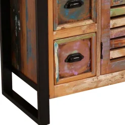 Wohnen Shabby Chic Möbel*120x80x35 Shabby Chic Kommode aus buntem Altholz - Vosbadus