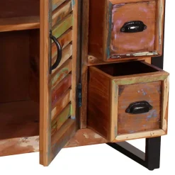 Wohnen Shabby Chic Möbel*120x80x35 Shabby Chic Kommode aus buntem Altholz - Vosbadus