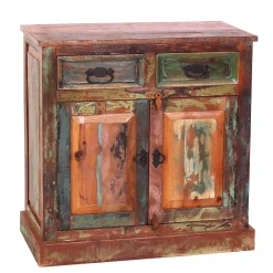 Wohnen 80x80x40 Shabby Chic Kommode in Braun Bunt - Jamaica