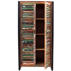 Wohnen Shabby Chic Möbel|Garderobenschränke*90x180x45 Shabby Chic Schrank mit 2 Lamellentüren - Vosbadus