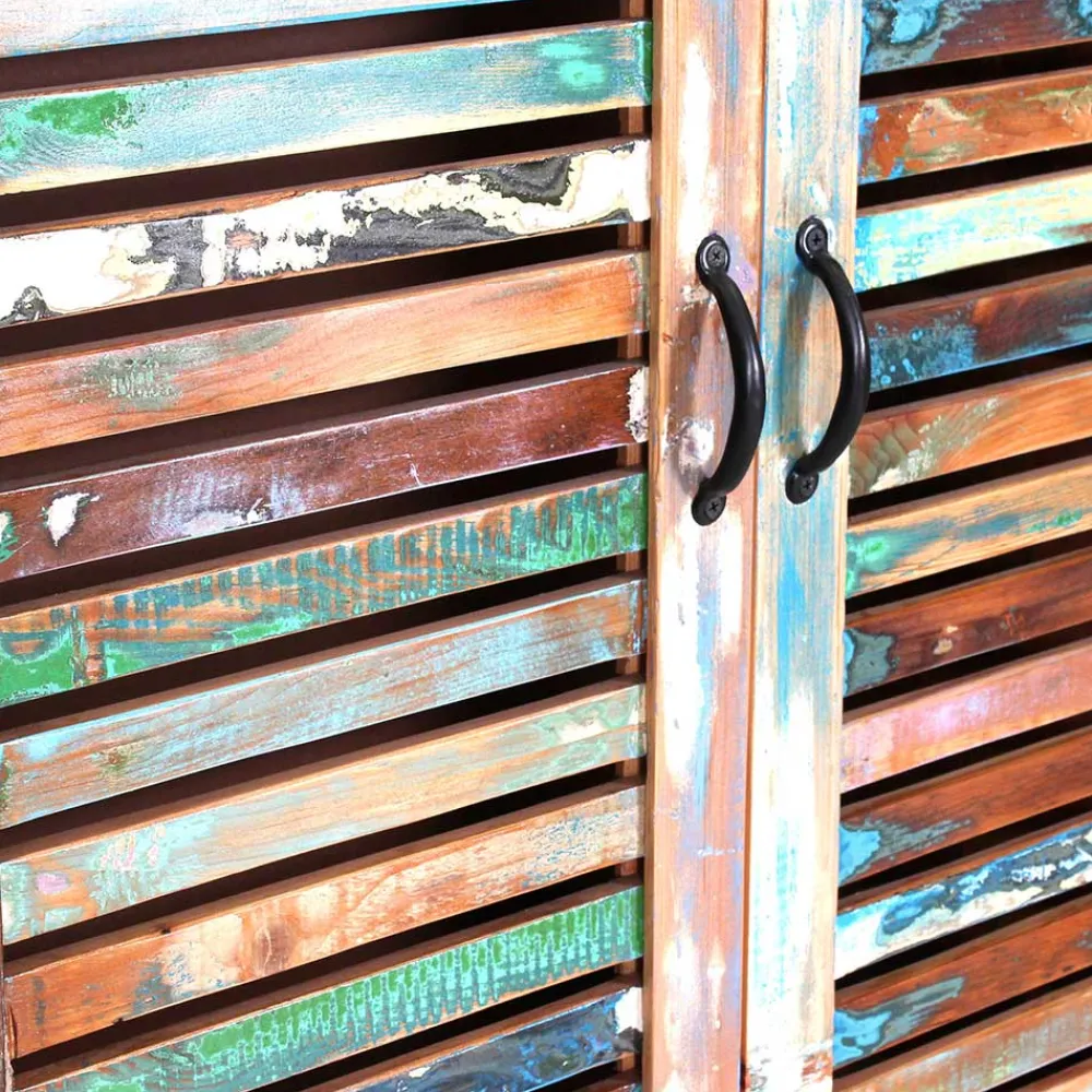 Wohnen Shabby Chic Möbel|Garderobenschränke*90x180x45 Shabby Chic Schrank mit 2 Lamellentüren - Vosbadus