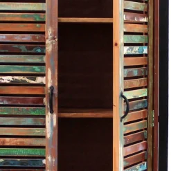 Wohnen Shabby Chic Möbel|Garderobenschränke*90x180x45 Shabby Chic Schrank mit 2 Lamellentüren - Vosbadus