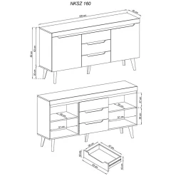 Wohnen Küchenschränke|Sideboards*160x83x40 Sideboard im Skandi Chic modern - Olcian