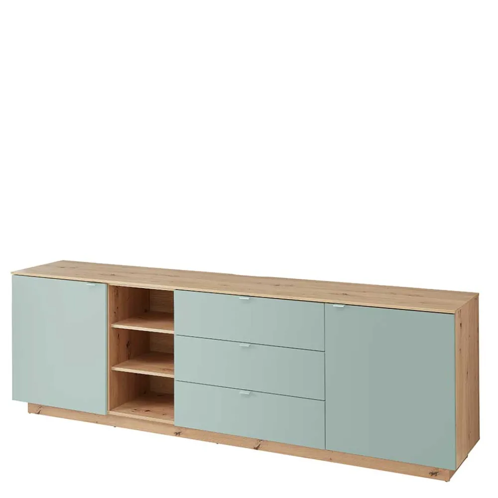 Wohnen 240x77x44 Sideboard in Graugrün und Wildeiche - Yoan