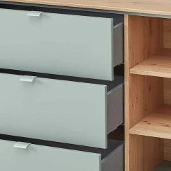 Wohnen 240x77x44 Sideboard in Graugrün und Wildeiche - Yoan
