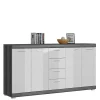 Wohnen 165x85x37 Sideboard in Weiß HG & Grau - Nancys