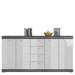 Wohnen 165x85x37 Sideboard in Weiß HG & Grau - Nancys