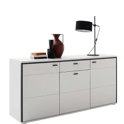 Wohnen Sideboards & Kommoden|Küchenschränke*183x89x44 Sideboard in Weiß mit Schwarzgrau - Loazin