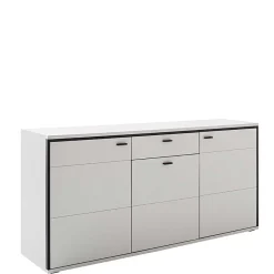 Wohnen Sideboards & Kommoden|Küchenschränke*183x89x44 Sideboard in Weiß mit Schwarzgrau - Loazin