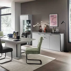 Wohnen Sideboards & Kommoden|Küchenschränke*183x89x44 Sideboard in Weiß mit Schwarzgrau - Loazin