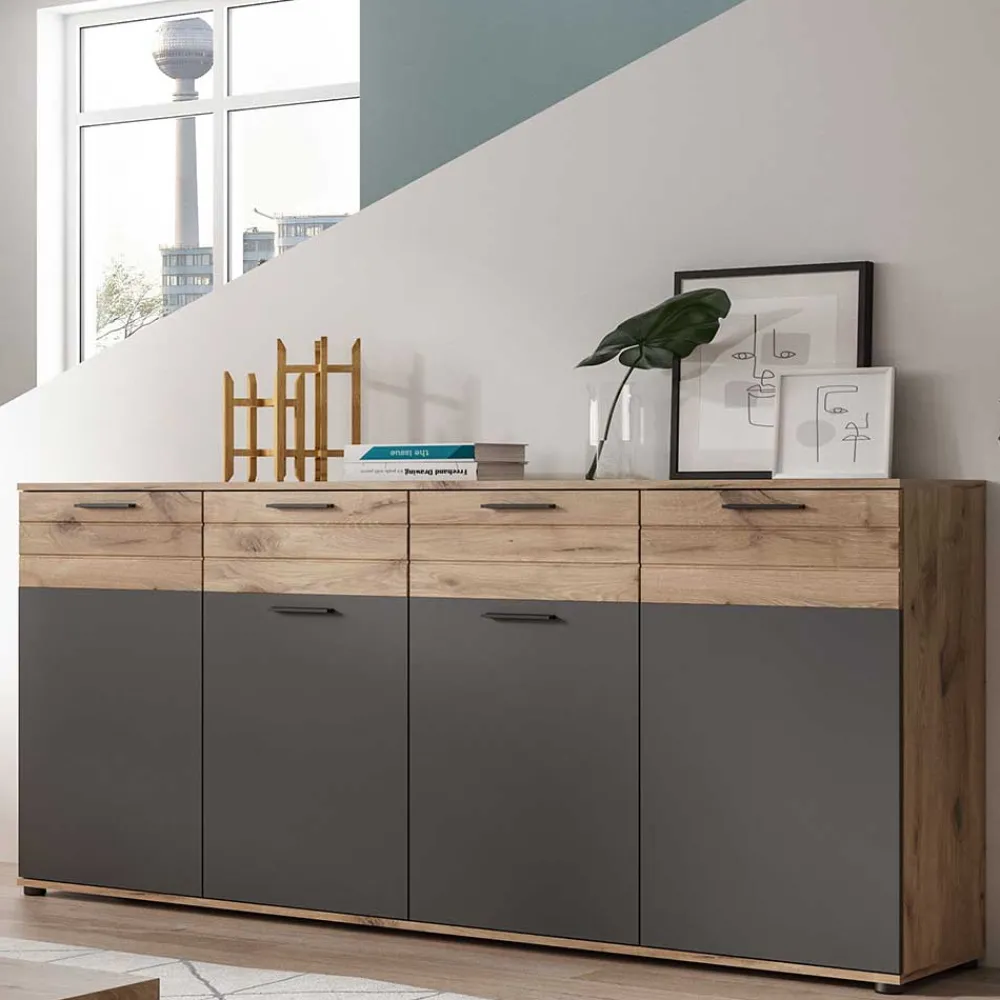 Wohnen Sideboards*180x87x40 Sideboard mit 2 Schubladen & 4 Türen - Lucios