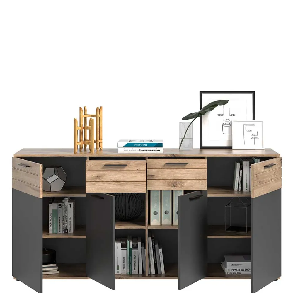 Wohnen Sideboards*180x87x40 Sideboard mit 2 Schubladen & 4 Türen - Lucios