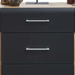 Wohnen 170x93x40 Sideboard mit Glas in Schwarz & Wildeiche - Kandu