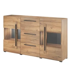 Wohnen 180x86x39 Sideboard mit Glaseinsätzen in Eiche NB - Aberdeen