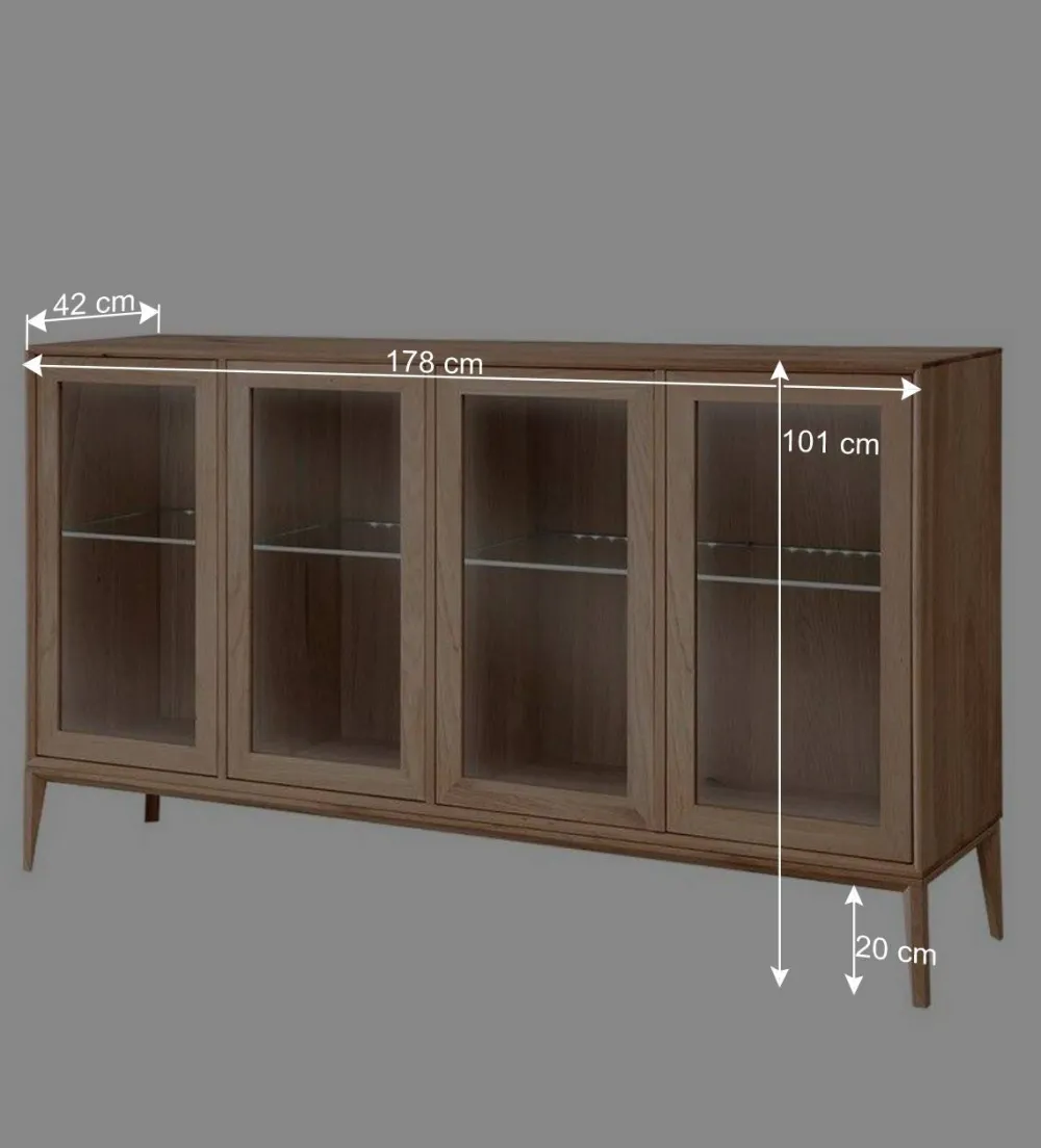 Wohnen 178x82x42 Sideboard mit Glastüren & LED Licht - Lamia