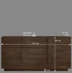 Wohnen 181x90x44 Sideboard mit sechs Schubladen & Tür - Basento