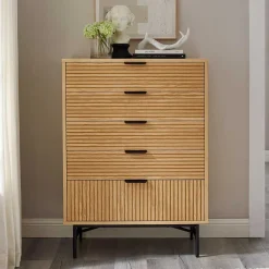 Wohnen 80x113x40 Skandi Hochkommode in Eiche - Piassona