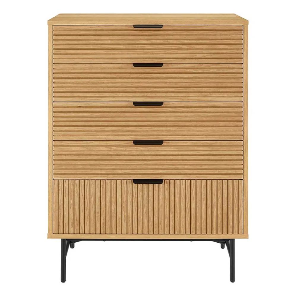 Wohnen 80x113x40 Skandi Hochkommode in Eiche - Piassona