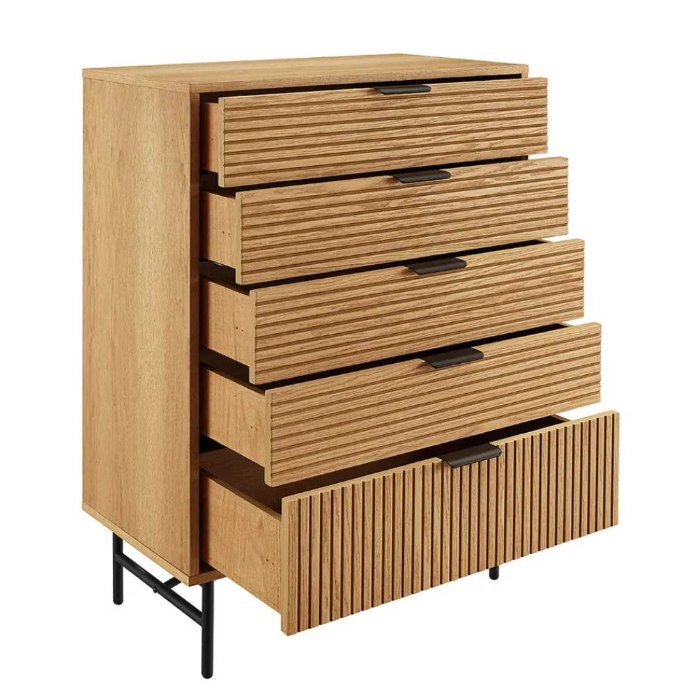 Wohnen 80x113x40 Skandi Hochkommode in Eiche - Piassona