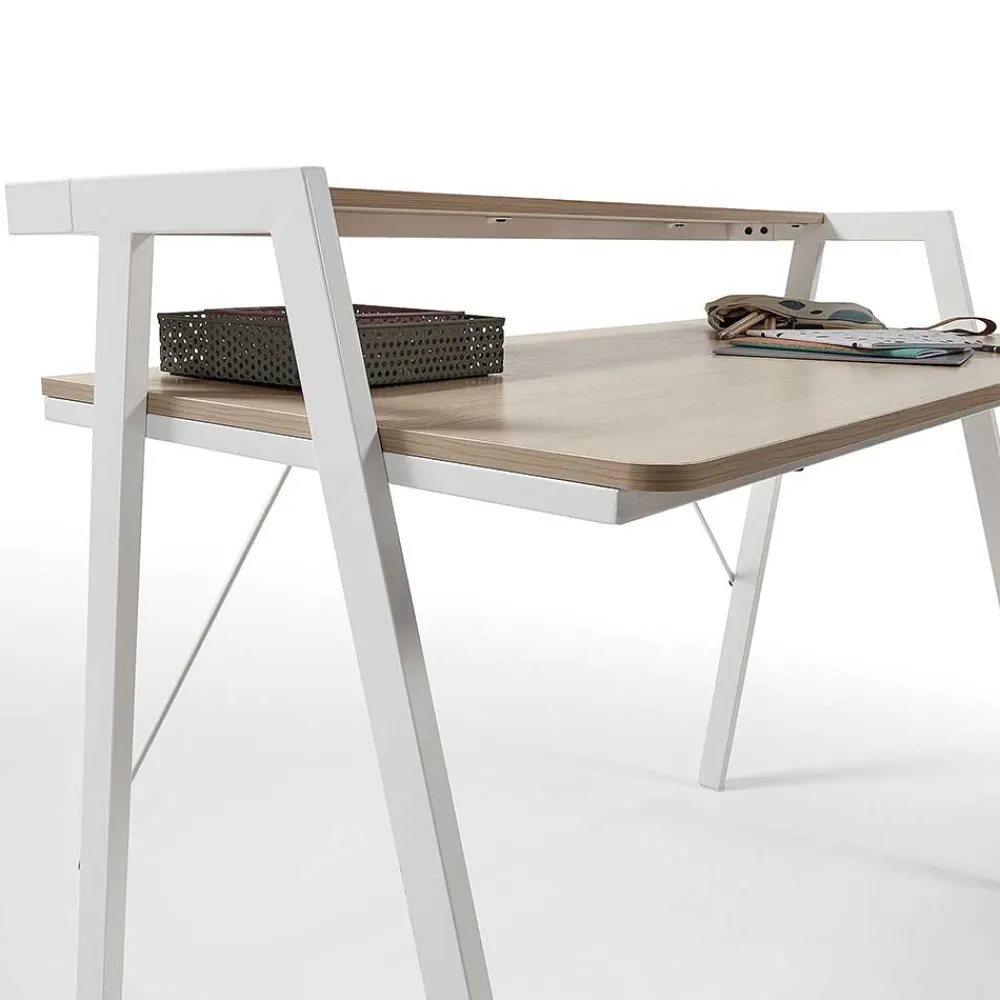 Wohnen Bürotische*115x91x60 Skandi Schreibtisch mit Aufsatz - Shining