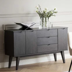 Wohnen 150x85x40 Skandi Sideboard in Eiche Dunkelbraun - Lomarios