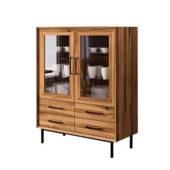 Wohnen Esszimmer-Vitrinen|Esszimmerschränke*97x125x45 Skandi Vitrine mit vier Schubladen - Kerfa