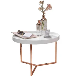 Wohnen Braune Möbel|Küchentische*59x42x59 Sofatisch in Weiß & Kupfer - Mamoud