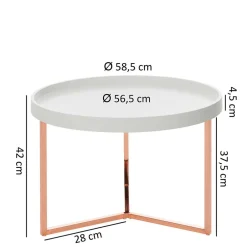 Wohnen Braune Möbel|Küchentische*59x42x59 Sofatisch in Weiß & Kupfer - Mamoud