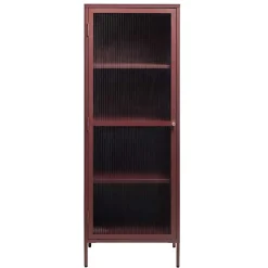 Wohnen Vitrinen|Wohnzimmer-Vitrinen*58x160x40 Stahl Vitrinenschrank in Dunkelrot - Enno
