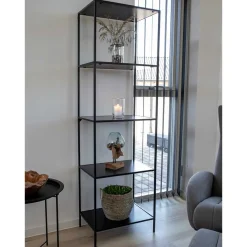 Wohnen 51x170x36 Stahlregal in Schwarz lackiert - Esbessa