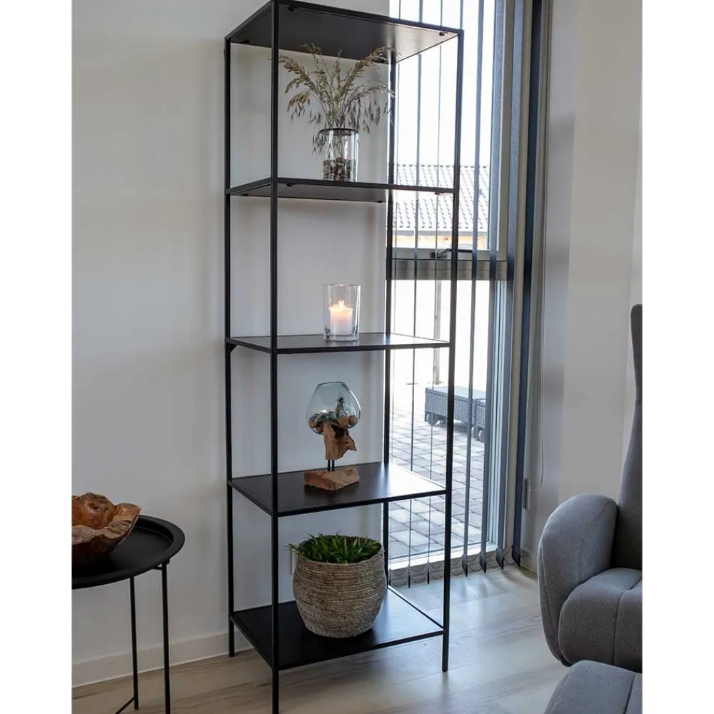 Wohnen 51x170x36 Stahlregal in Schwarz lackiert - Esbessa