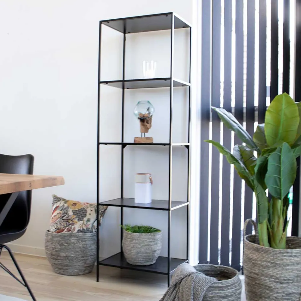 Wohnen 51x170x36 Stahlregal in Schwarz lackiert - Esbessa