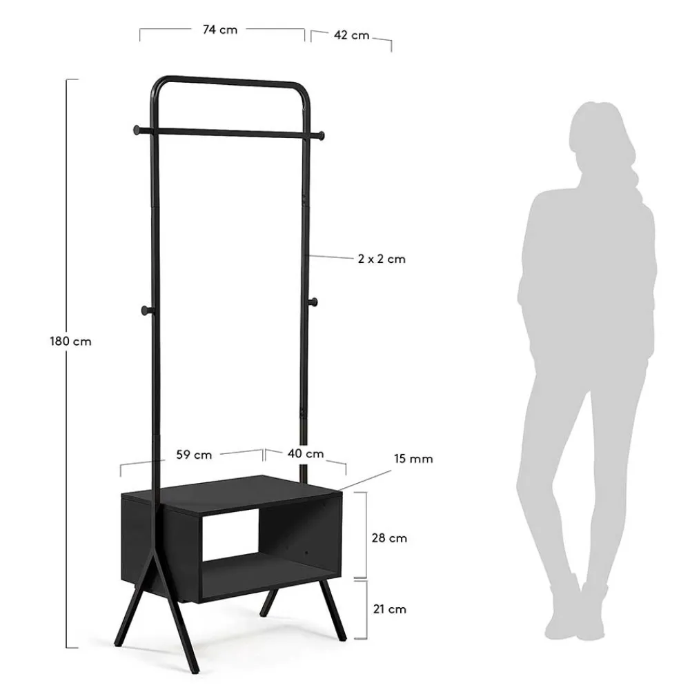 Wohnen 74x180x42 Standgarderobe mit Schuhablage - Bados