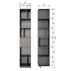 Wohnen Esszimmer-Vitrinen*40x210x40 Standregal in Schwarz aus Kiefer - Niwidus