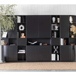 Wohnen Esszimmer-Vitrinen*40x210x40 Standregal in Schwarz aus Kiefer - Niwidus