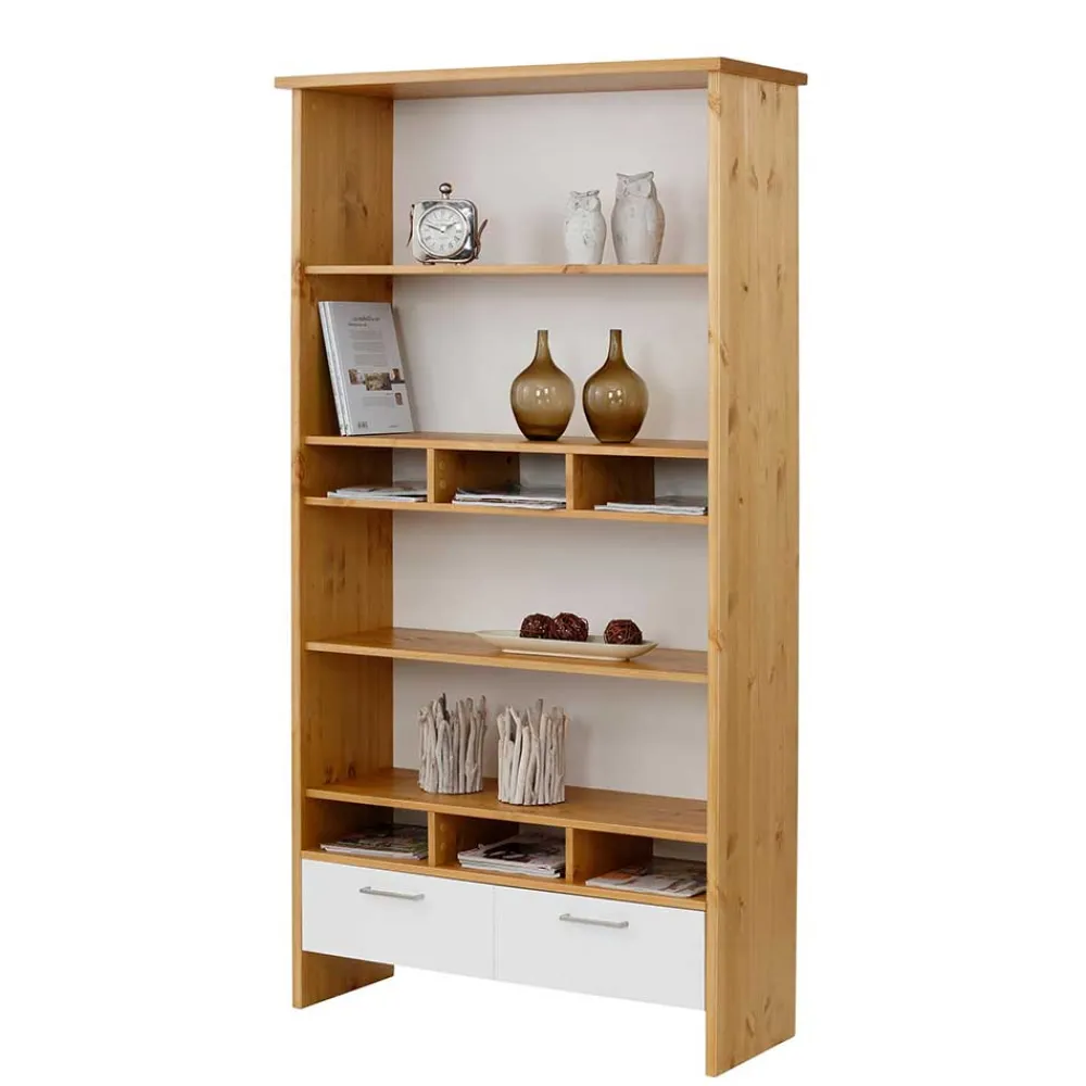 Wohnen Esszimmerregale|Regale*102x188x39 Standregal in Weiß & Honig - Enjes