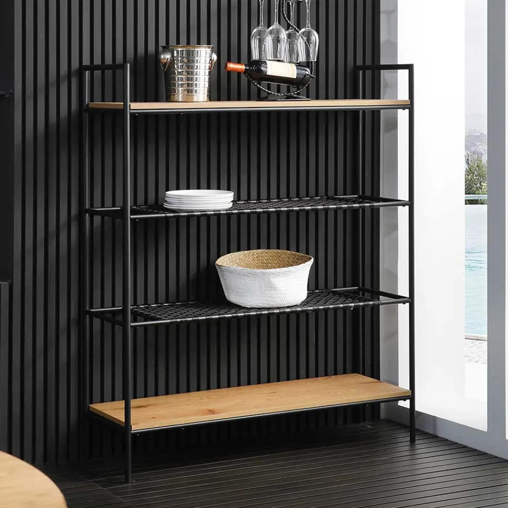 Wohnen Esszimmerregale|Paravents*110x129x34 Standregal mit vier Ablagen in Natur - Zavias