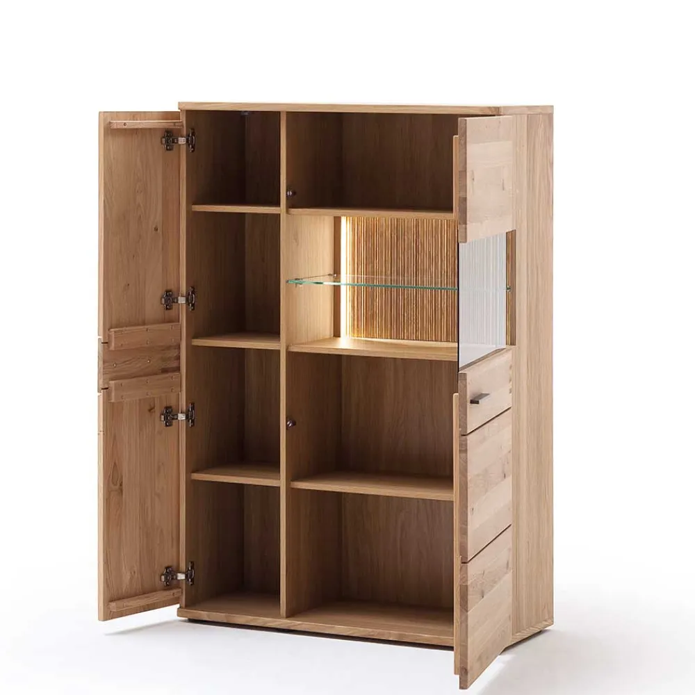 Wohnen 90x136x37 Stauraumvitrine als Highboard - Crupean