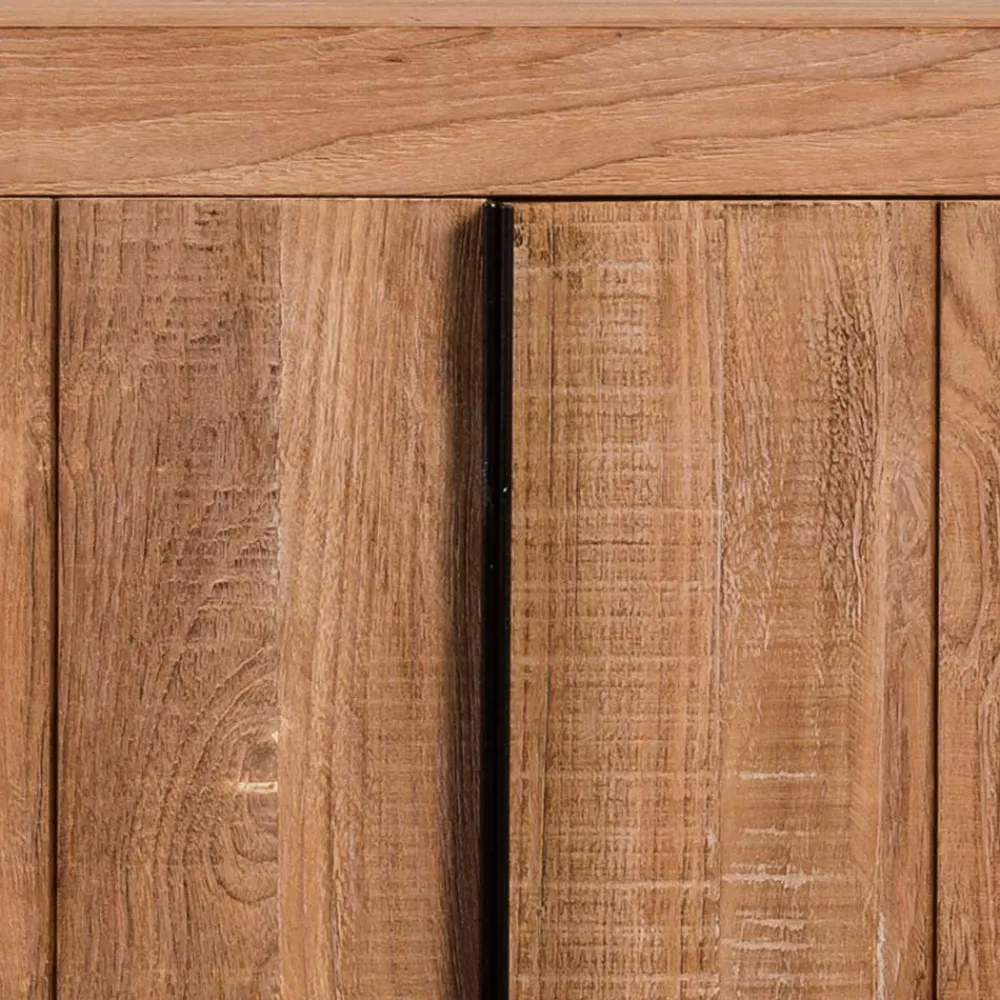 Wohnen 200x90x50 Teak Sideboard in Natur & Schwarz - Myons