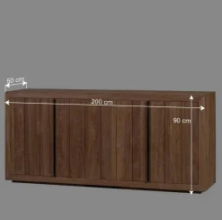 Wohnen 200x90x50 Teak Sideboard in Natur & Schwarz - Myons