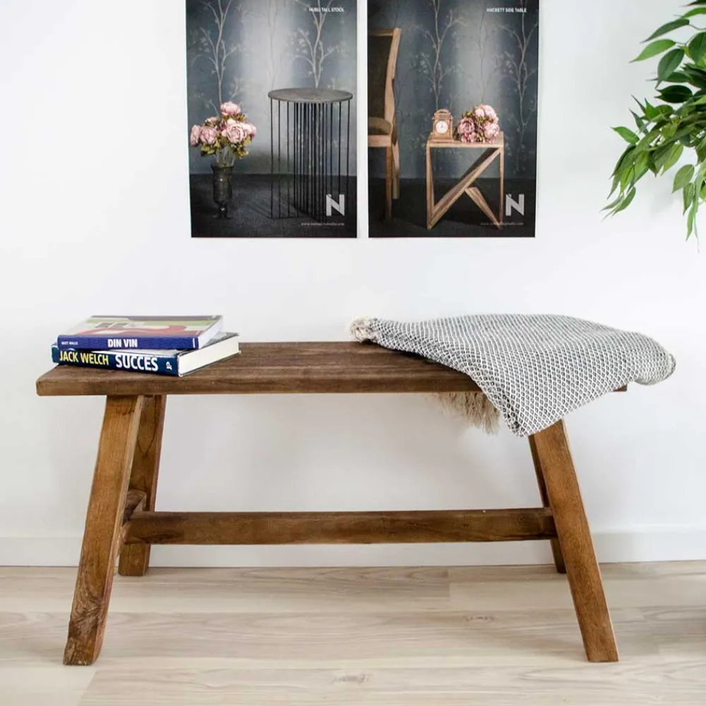 Wohnen 90x45x25 Teakholz Bank naturbelassen - Verdena