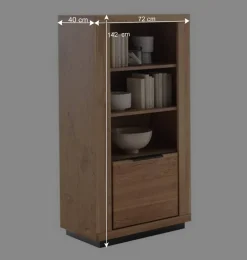 Wohnen 72x142x40 Teilmassives Regal mit drei Fächern & Tür - Vlacoma