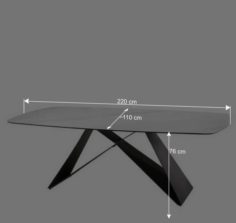 Wohnen 220x76x110 Tisch in Marmoroptik Keramikplatte - Vainy