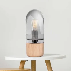 Wohnen 14x33x14 Tischleuchte aus Glas & Holz - Holly