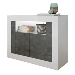 Wohnen 110x86x43 Türen Kommode in Grau Dekor - Voskala